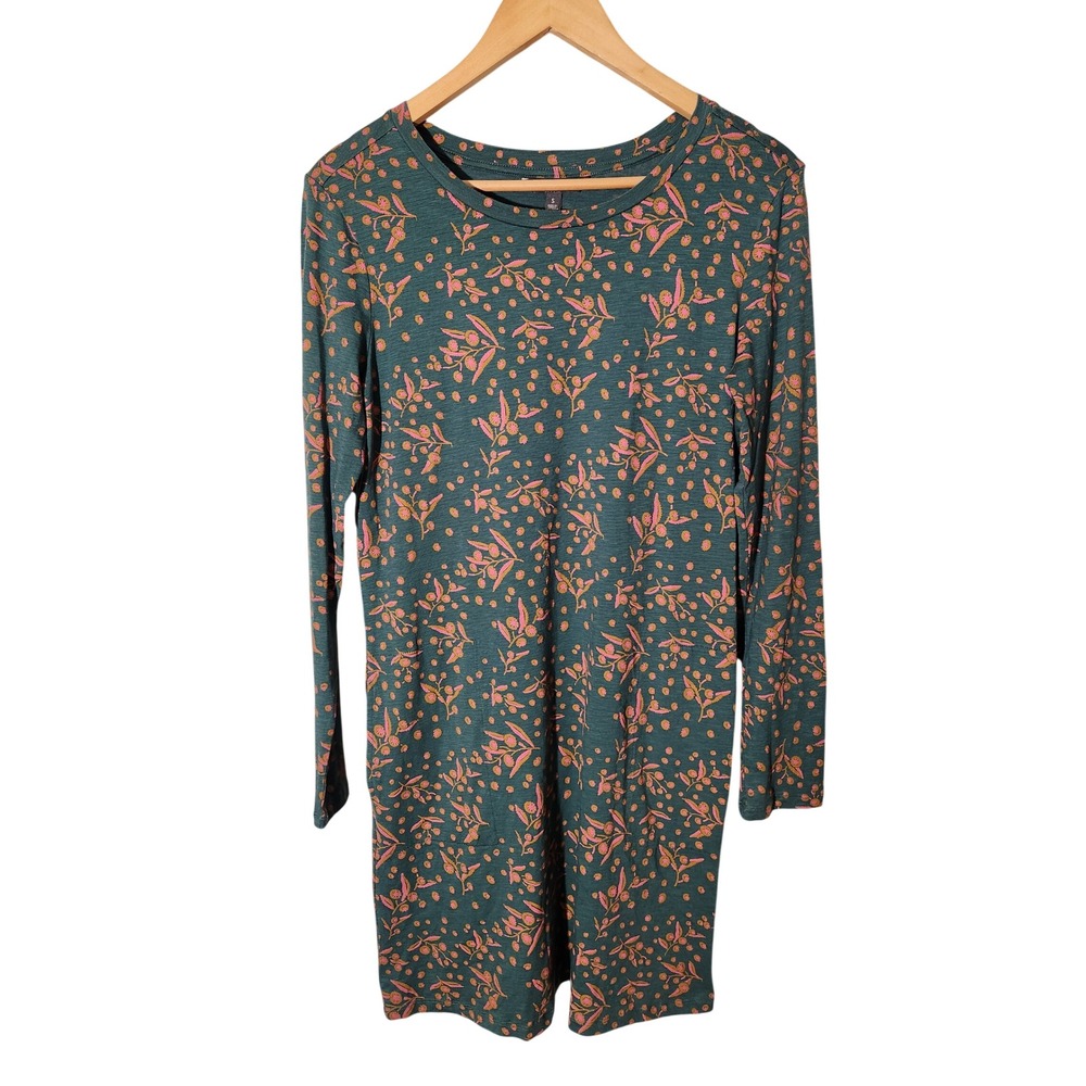 Toad&Co Windmere II Dress Small Green Pink Floral Organic Cotton